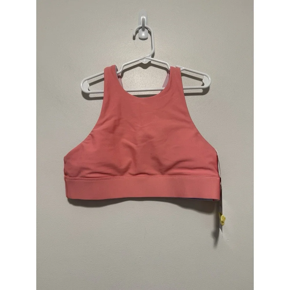 Athleta Girl NWT Reversible Pink Pastel Bikini High Neck Top Mid Rise Bottom XL